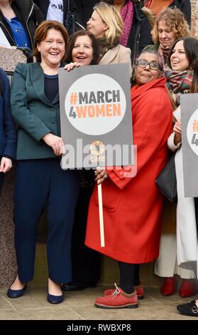 Parliament Square, London, UK. 5th Mar 2019. Maria Miller MP. March4Women. Harrassment in the workplace day of action. Parliament Square, London. UK Credit: michael melia/Alamy Live News Stock Photo