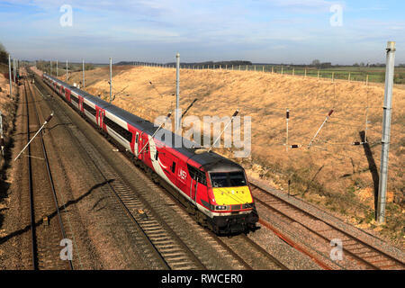 82207 LNER train, London and North Eastern Railway, East Coast Main Line Railway, Grantham, Lincolnshire, England, UK Stock Photo