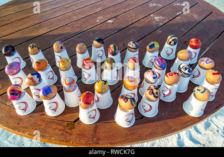 Easter eggs on one of the Maldivian beaches. Stock Photo
