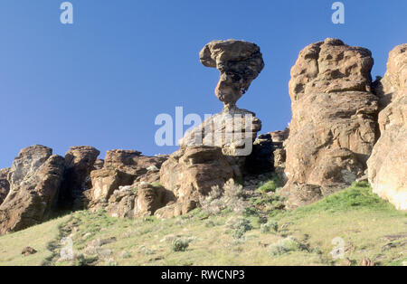 Regionally famous Balanced Rock located in Twin Falls County in south-central Idaho Stock Photo