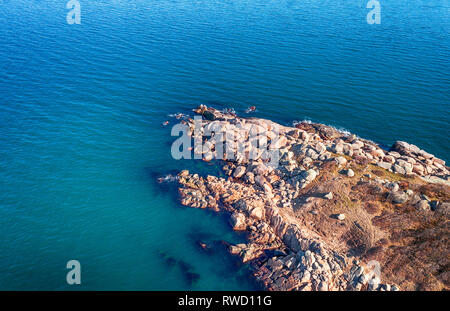 Aerial view of a stunning seacoast and Primorsko  in Bulgaria Stock Photo