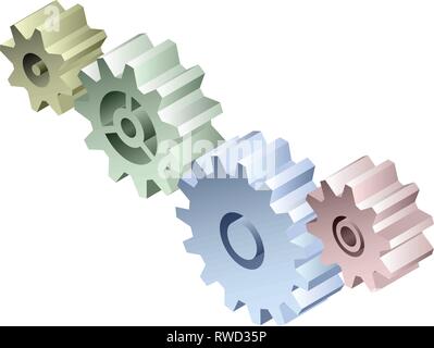 Group of connected gears vector illustration Stock Vector