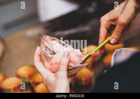 Preparation of cake and carnival pastries with American recipes. Stock Photo