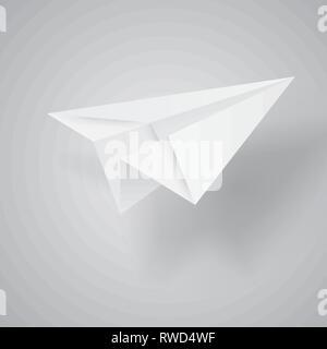 Illustration of origami paper airplane on white background. Stock Vector