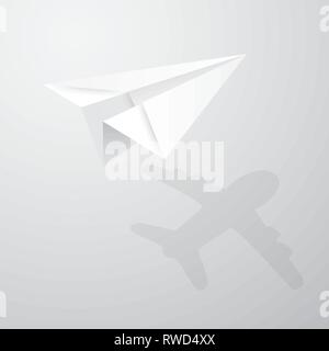 Illustration of origami paper airplane on white background. Stock Vector