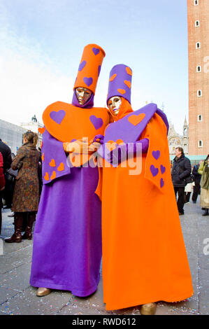 Dressing up and wearing costume at the Venice festival, carnival, in St Mark's square Stock Photo