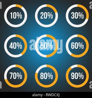 Orange progress indicators set, vector icons for design Stock Vector