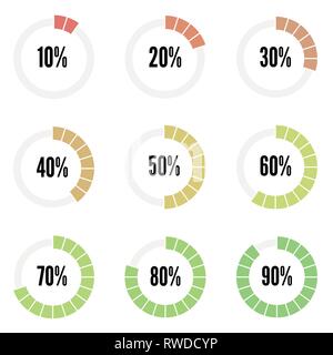 Color gradation progress indicators set, vector illustration for design Stock Vector