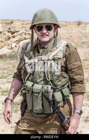 Soviet paratrooper in Afghanistan during the Soviet Afghan War. Stock Photo