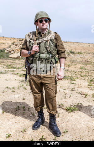 Soviet paratrooper in Afghanistan during the Soviet Afghan War. Stock Photo