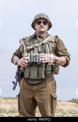 Soviet paratrooper in Afghanistan during the Soviet Afghan War. Stock Photo