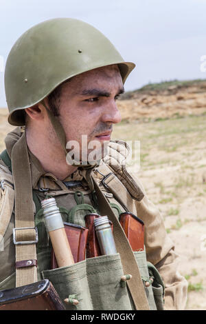 Soviet paratrooper in Afghanistan during the Soviet Afghan War. Stock Photo