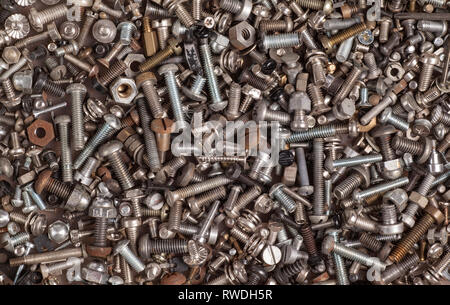 Nuts & bolts, screws, washers, fixings, diverse mixture Stock Photo