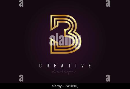 B Golden Letter Logo Monogram Vector Design. Creative B Gold Metal Letter Icon Vector Illustration. Stock Vector