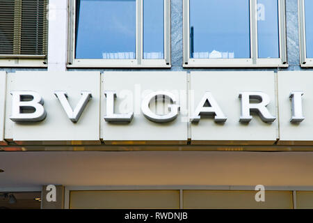 A logo of BVLGARI (BULGARI) building, on May 10, 2020 in Paris, France.  Photo by David Niviere/ABACAPRESS.COM Stock Photo - Alamy