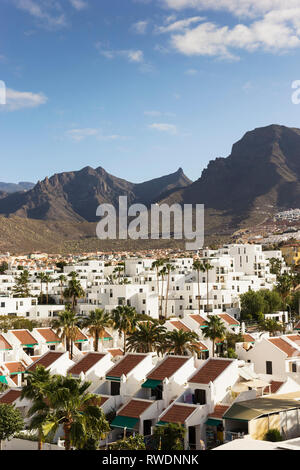 View over volcanic landscape of Costa Adeje, Tenerife in the Canary Islands Stock Photo