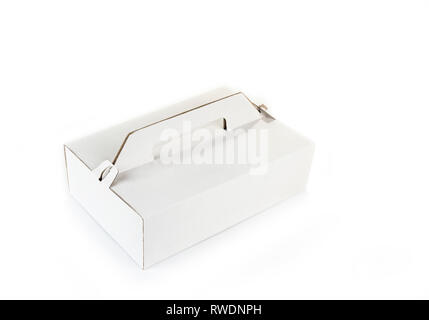 Folded cardboard box for a cake or takeaway food Stock Photo