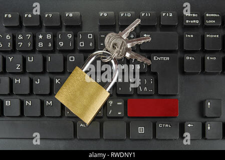 Blank  red enter and shift keys on computer keyboard Stock Photo