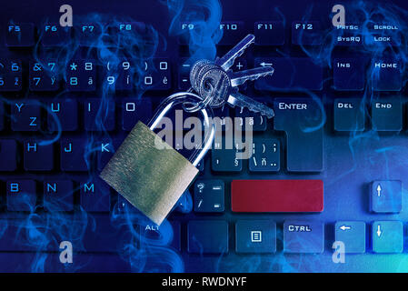 Blank  red enter and shift keys on computer keyboard Stock Photo