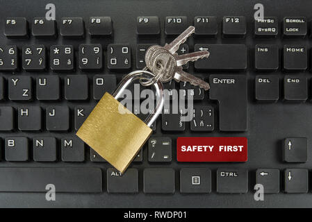 Blank  red enter and shift keys on computer keyboard. Safety first concept Stock Photo