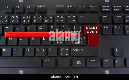 Blank  red enter and shift keys on computer keyboard. Start over concept Stock Photo