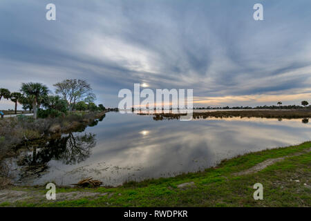 Winter cloudy sunset in Florida Stock Photo