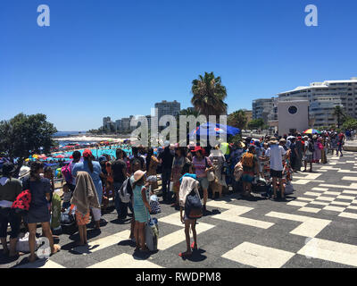 CAPE TOWN, SOUTH AFRICA - JANUARY 3, 2019: Long waiting lines for public events. Stock Photo