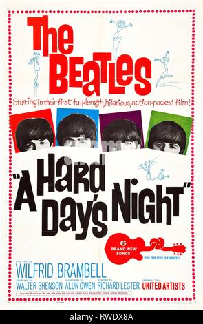 MCCARTNEY,LENNON,STARR,POSTER, A HARD DAY'S NIGHT, 1964 Stock Photo