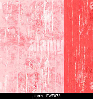 Pantone color colour of the year living coral and white painted high resolution abstract textured background with paint splatters and peeling paint. Stock Photo