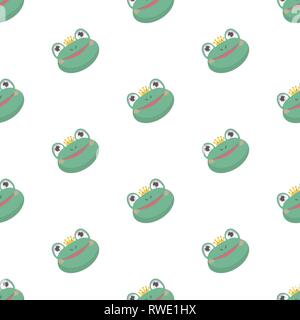 Seamless pattern with funny cartoon frogs. Stock Vector