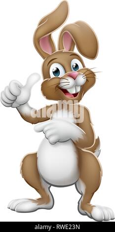 Easter Bunny Rabbit Cartoon Thumbs Up and Pointing Stock Vector