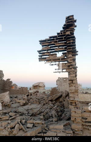 Abandoned buildings at the Elizabeth bay Ghost town, once a diamond mining town in the south of Namibia. Stock Photo