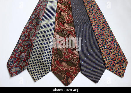 Silk Ties on White Background Stock Photo