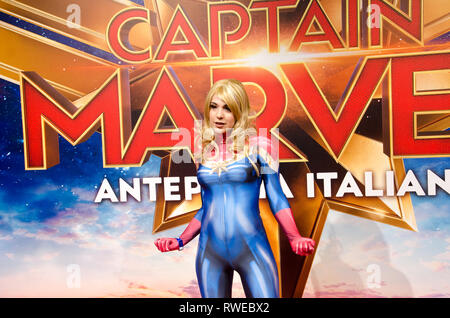 Italian influencer Antonella Arpa at Captain Marvel premiere red carpet, at Fabrique. Milano, March 5th, 2019 Stock Photo