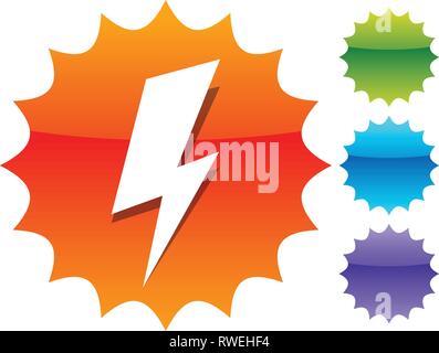 Icon with spark, lighting bolt symbol for electrical themes Stock Vector