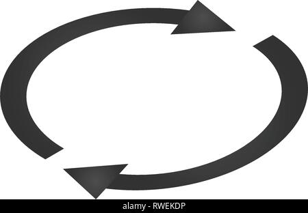 Two arrows curved into a circle 360 degrees, Vector illustration isolated on white Stock Vector