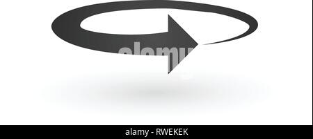 arrow curved into a circle 360 degrees, Vector illustration isolated on white Stock Vector