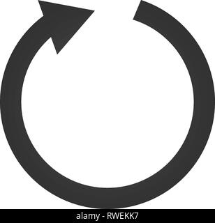 arrow curved into a circle 360 degrees, Vector illustration isolated on white. Stock Vector