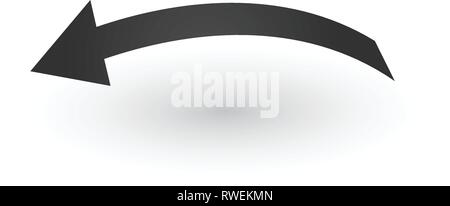 Directional wide back or left Arrow icon with shadow. Shows shift or direction of movable object. Can be used for manuals. presentations, apps, ui. Ve Stock Vector