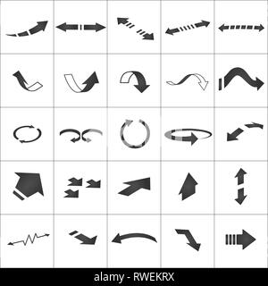 Arrows icons set for 3d design. pointers set collection Vector illustration isolated on white Stock Vector