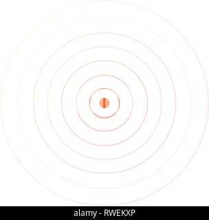 Concentric circle elements. Vector illustration for sound wave. Orange color ring. Circle spin target. Radio station signal. Vector illustration isola Stock Vector
