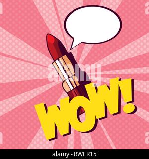 female lipstick makeup pop art style vector illustration design Stock Vector