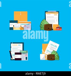 documents and office set items vector illustration design Stock Vector