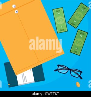 air view documents and office set items vector illustration design Stock Vector