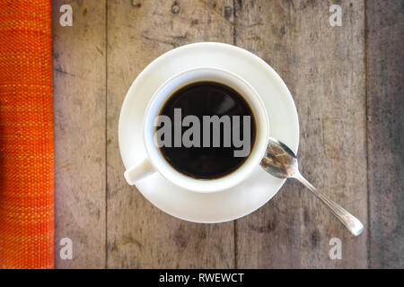 Coffee Cup Theme With Red Wood Design, From Above - Panglao, Bohol - Philippines Stock Photo