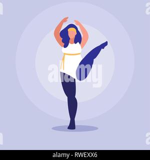big woman exercising body positive power vector illustration design Stock Vector