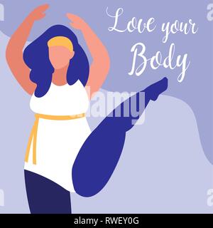big woman exercising body positive power vector illustration design Stock Vector