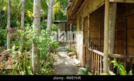 Bamboo Hut Balcony in Tropical Jungle - Antique, Philippines Stock Photo