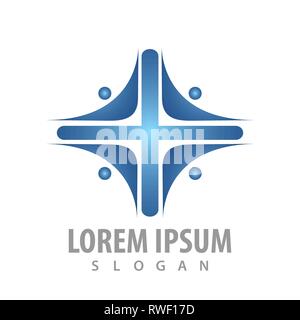 Rotate people in cross logo concept design. Symbol graphic template element Stock Vector