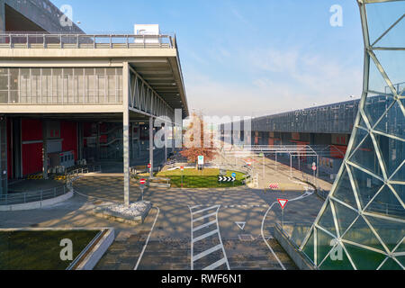 MILAN, ITALY - NOVEMBER 11, 2017: a general view of a pavillion at Fiera Milano, Rho. Stock Photo